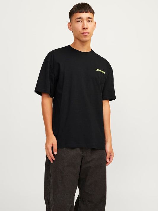 Camiseta oversize estampada negra - JORPIXEL
