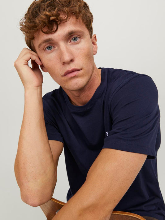 Camiseta de manga corta azul oscuro - JJEPAULOS TEE SS CREW NECK NOOS