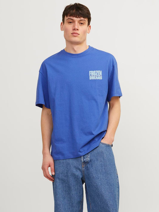 Camiseta oversize estampada azul - JORPIXEL