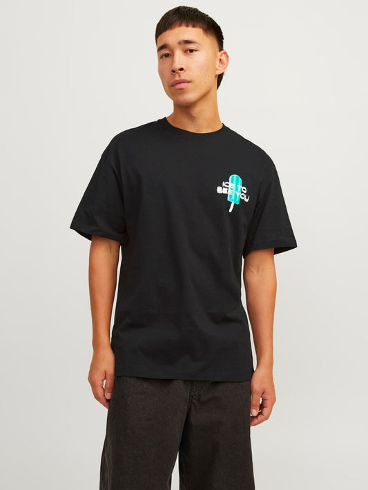 Camiseta oversize estampada negra - JORFRUTTI