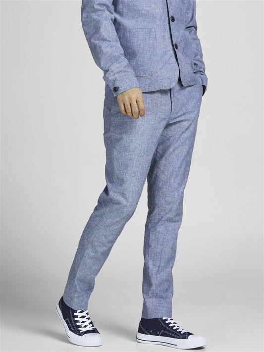Pantalón de traje lino azul -JPRRIVIERA