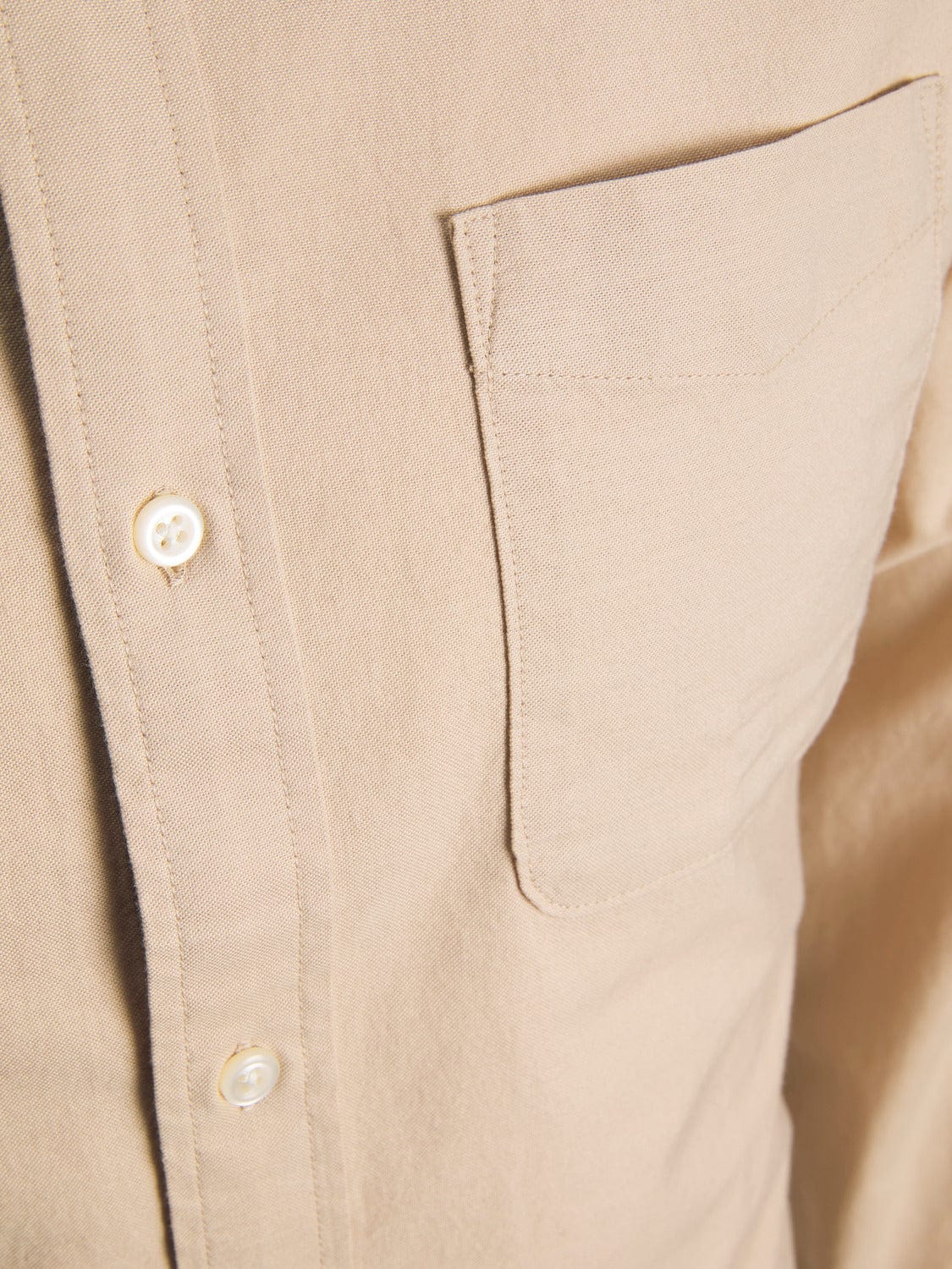 Camisa algodón orgánico con bolsillo beige -JPRBROOK