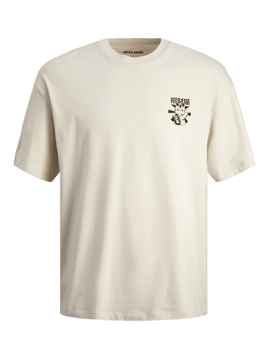 Camiseta oversize estampada beige - JJDIRK