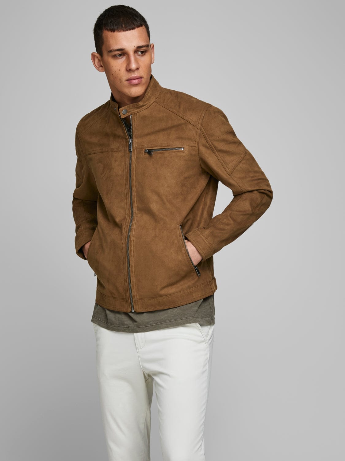 Chaqueta efecto piel marrón - ROCKY