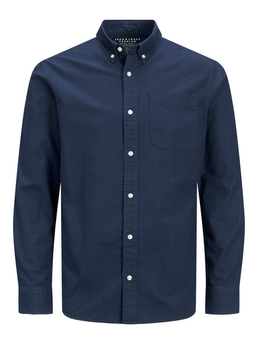 Camisa algodón orgánico con bolsillo azul marino -JPRBLUBROOK