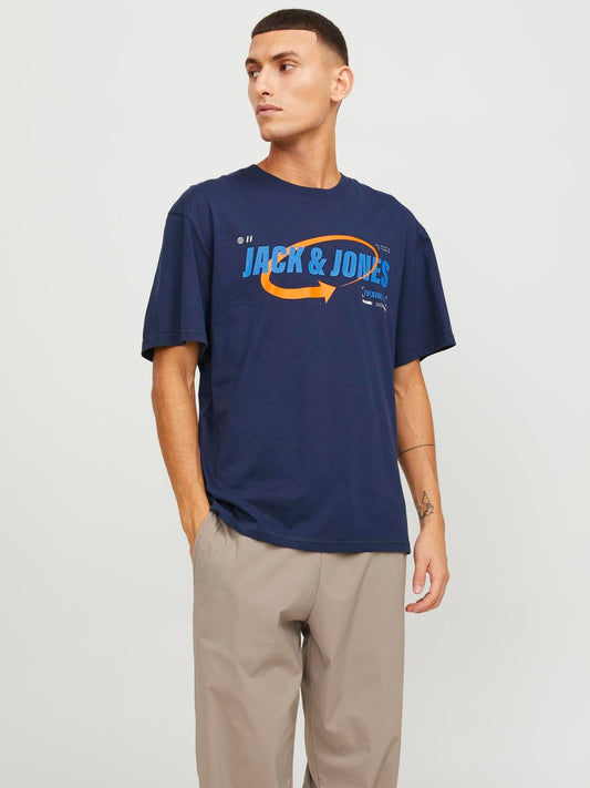 Camiseta manga corta azul marino- JCOBLACK