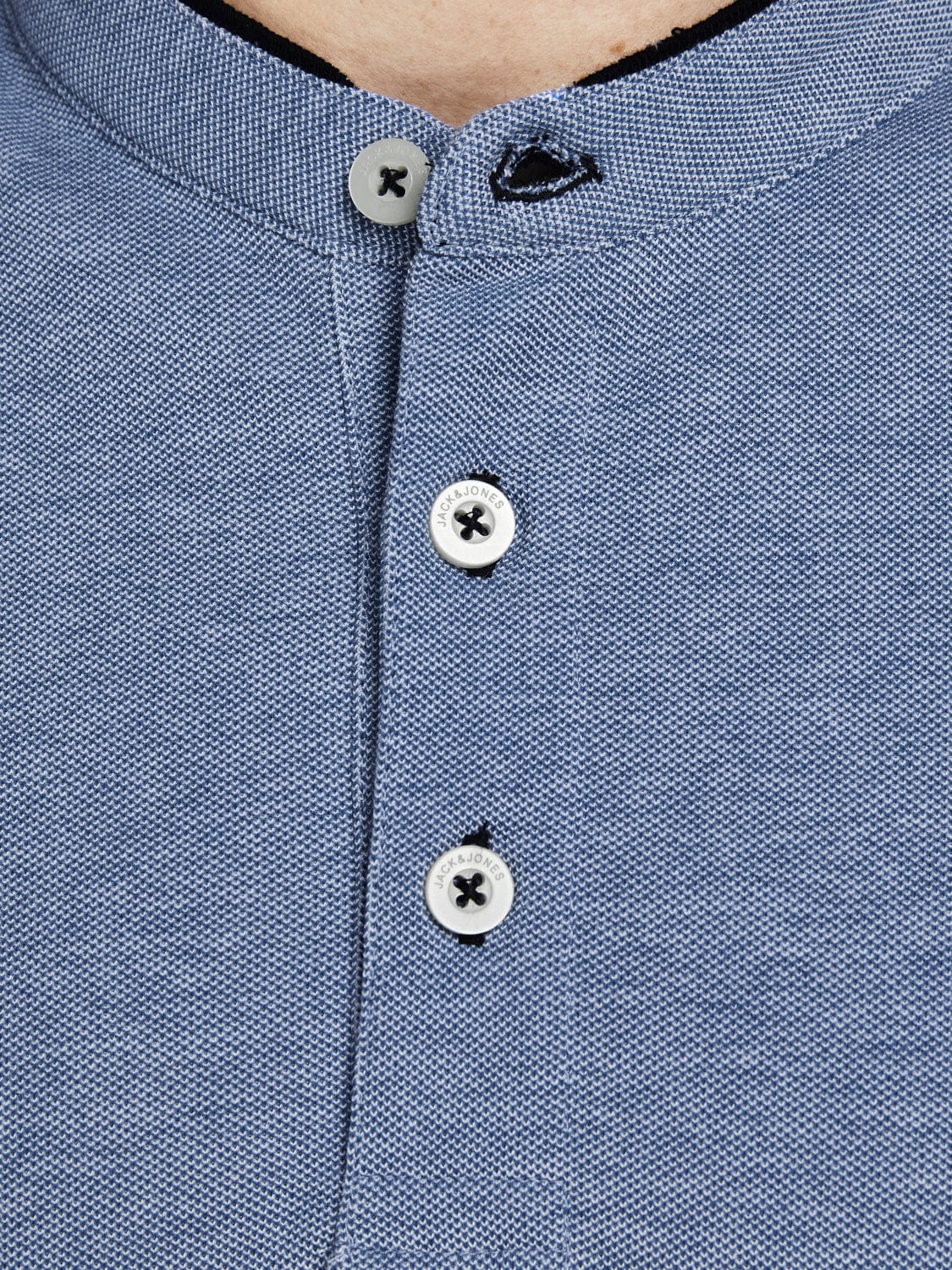 Polo básico de cuello mao azul JJEPAULOS MAO POLO SS NOOS