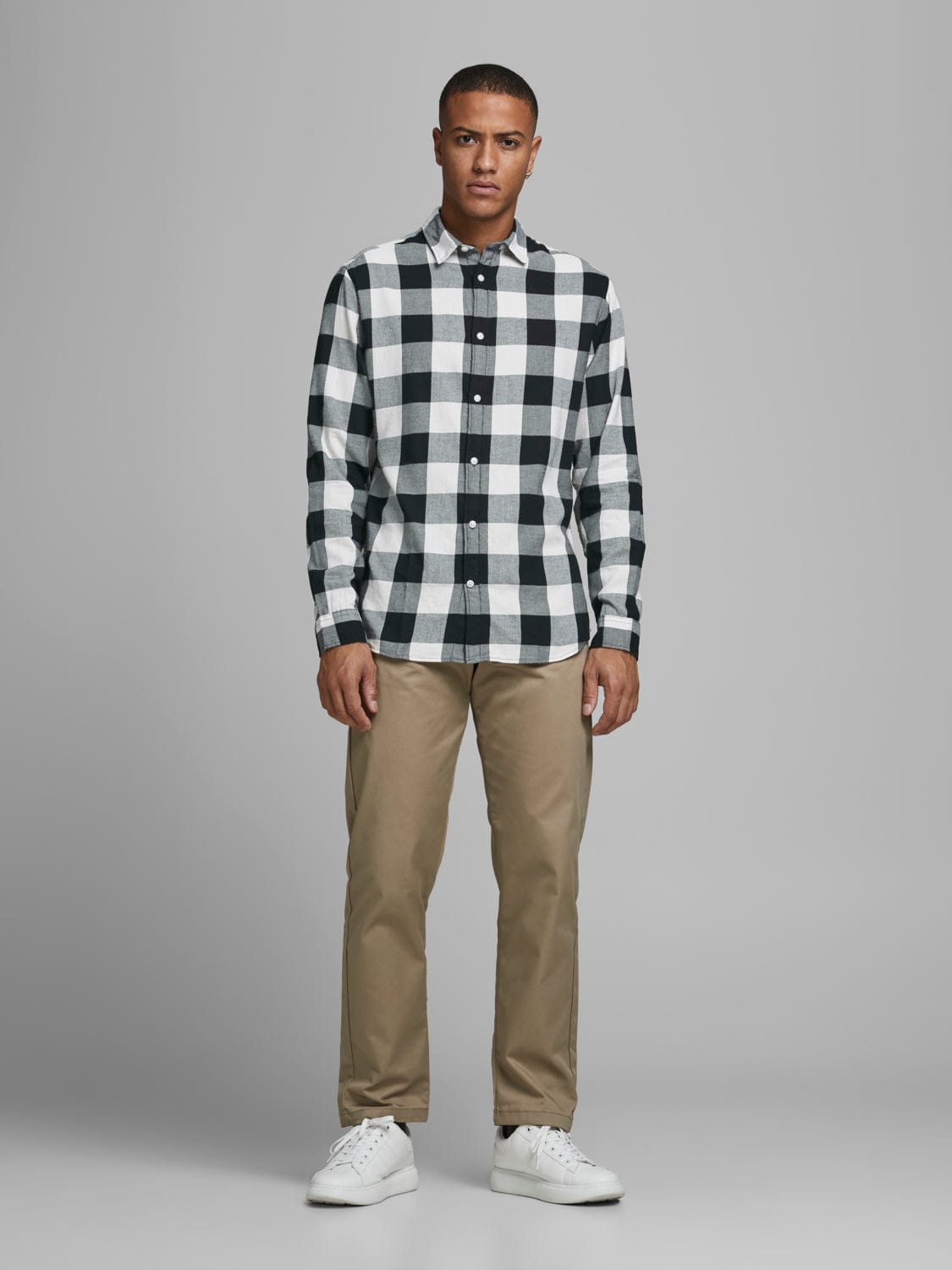 Camisa de cuadros blanca -GINGHAM