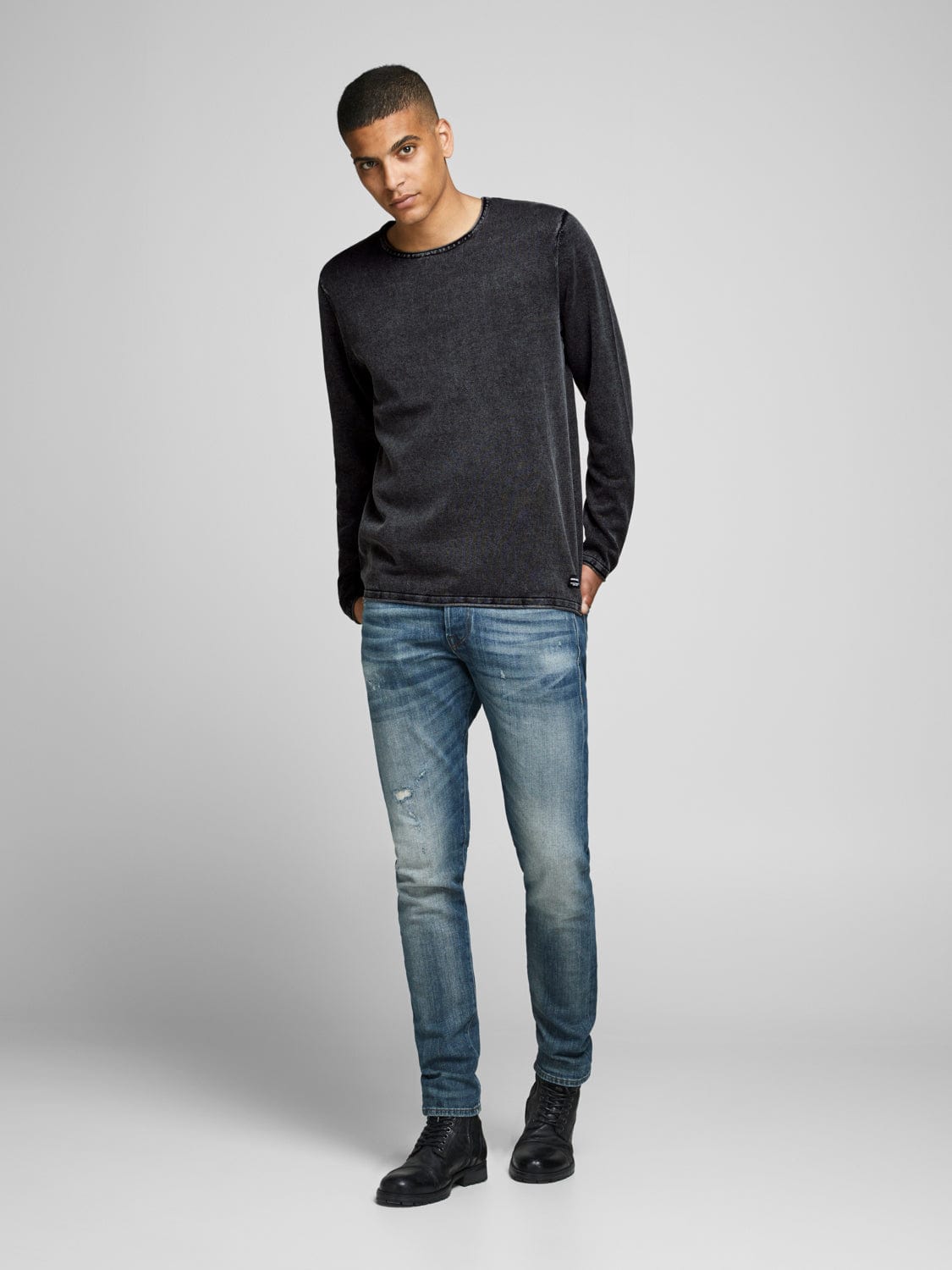 Jersey punto fino negro - JJELEO