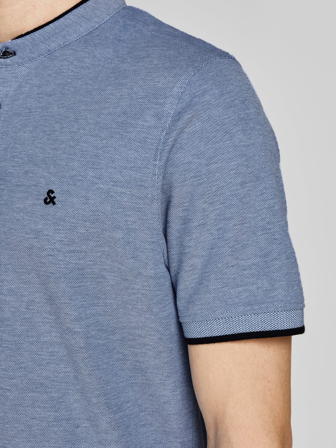 Polo básico de cuello mao azul JJEPAULOS MAO POLO SS NOOS
