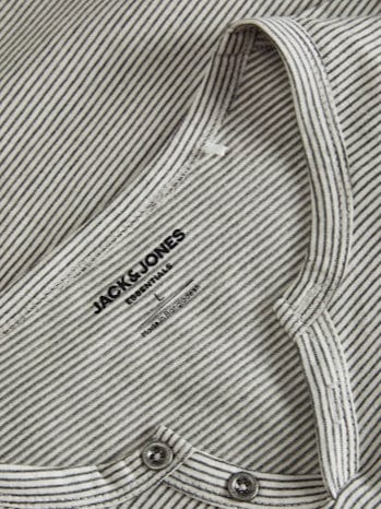 Camiseta cuello pico verde - JJESPLIT NECK STRIPE TEE SS SN