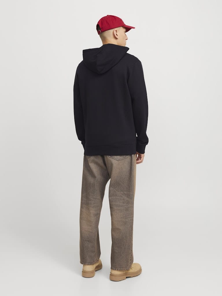 Sudadera con cremallera básica Negra con Capucha - JJECORP