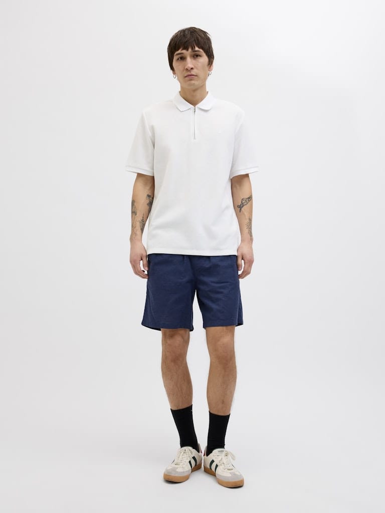 Polo con cremallera blanco - JJEAUSTIN ZIP POLO SS NOOS