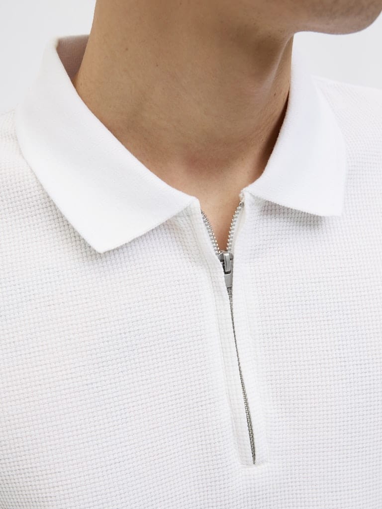 Polo con cremallera blanco - JJEAUSTIN ZIP POLO SS NOOS