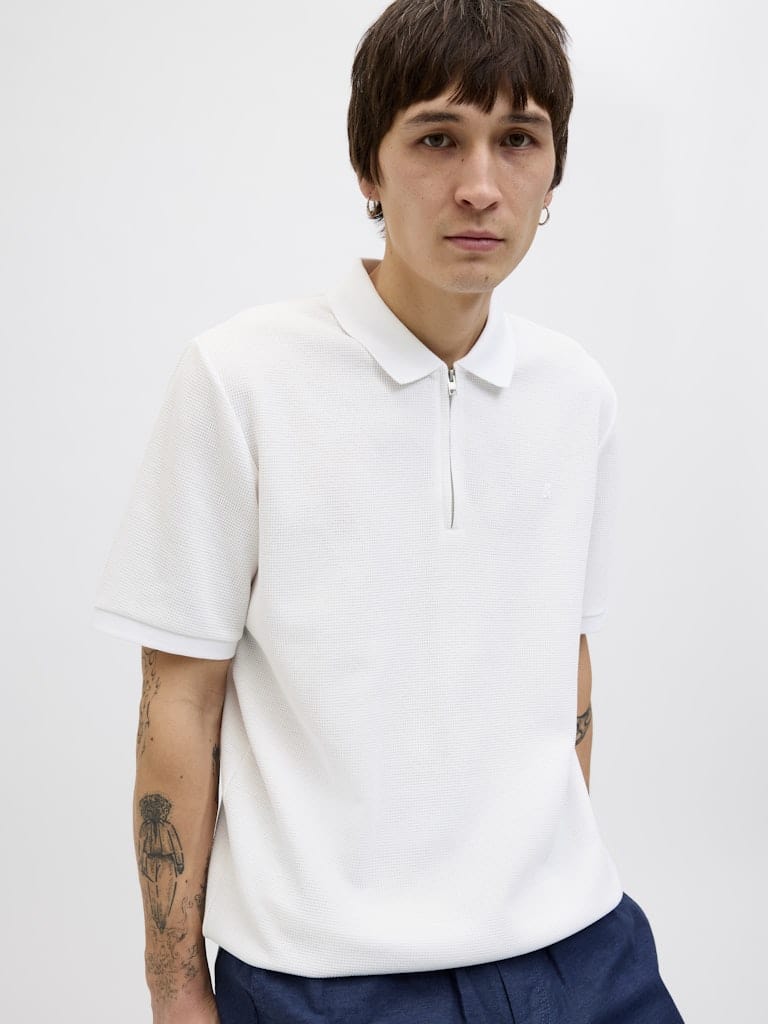 Polo con cremallera blanco - JJEAUSTIN ZIP POLO SS NOOS
