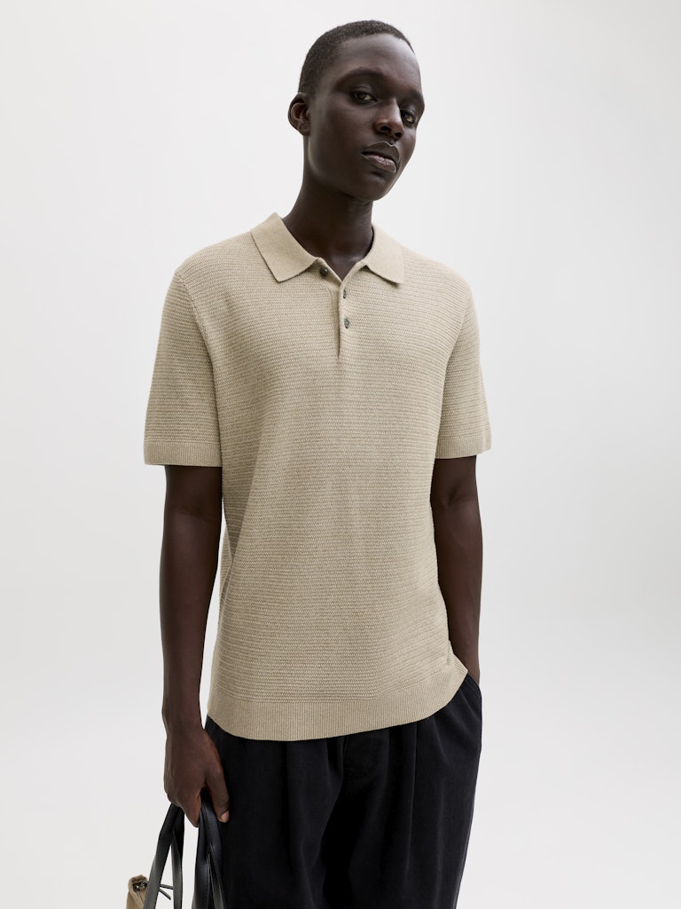 JPRBLURILEY Knit Polo-Shirt - Lemon Pepper