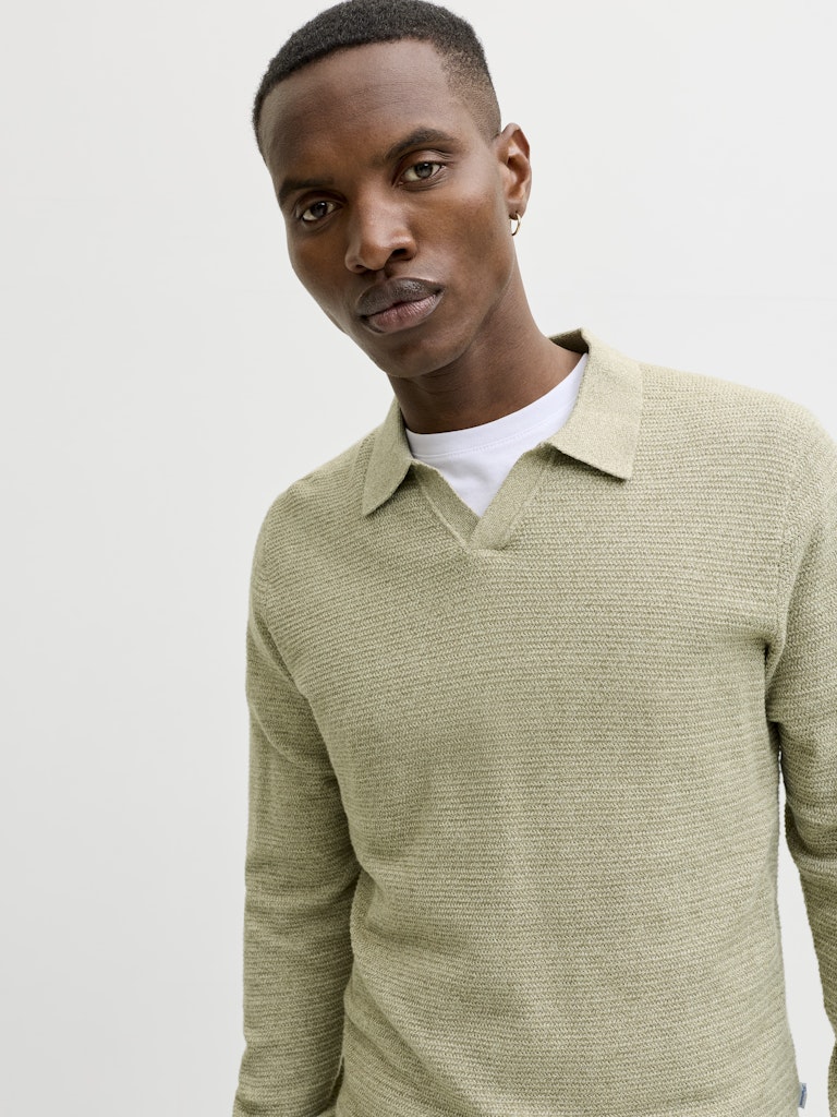 JPRBLURILEY Knit Polo-Shirt - Lemon Pepper