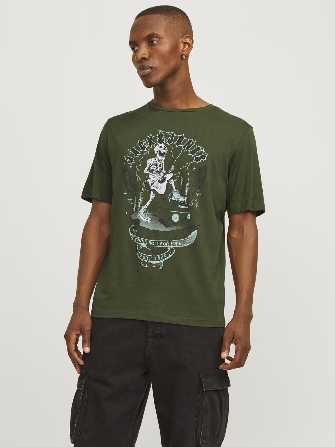 Camiseta estampada verde - JJSKULL