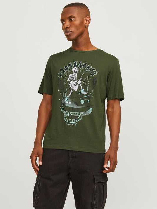 Camiseta estampada verde - JJSKULL