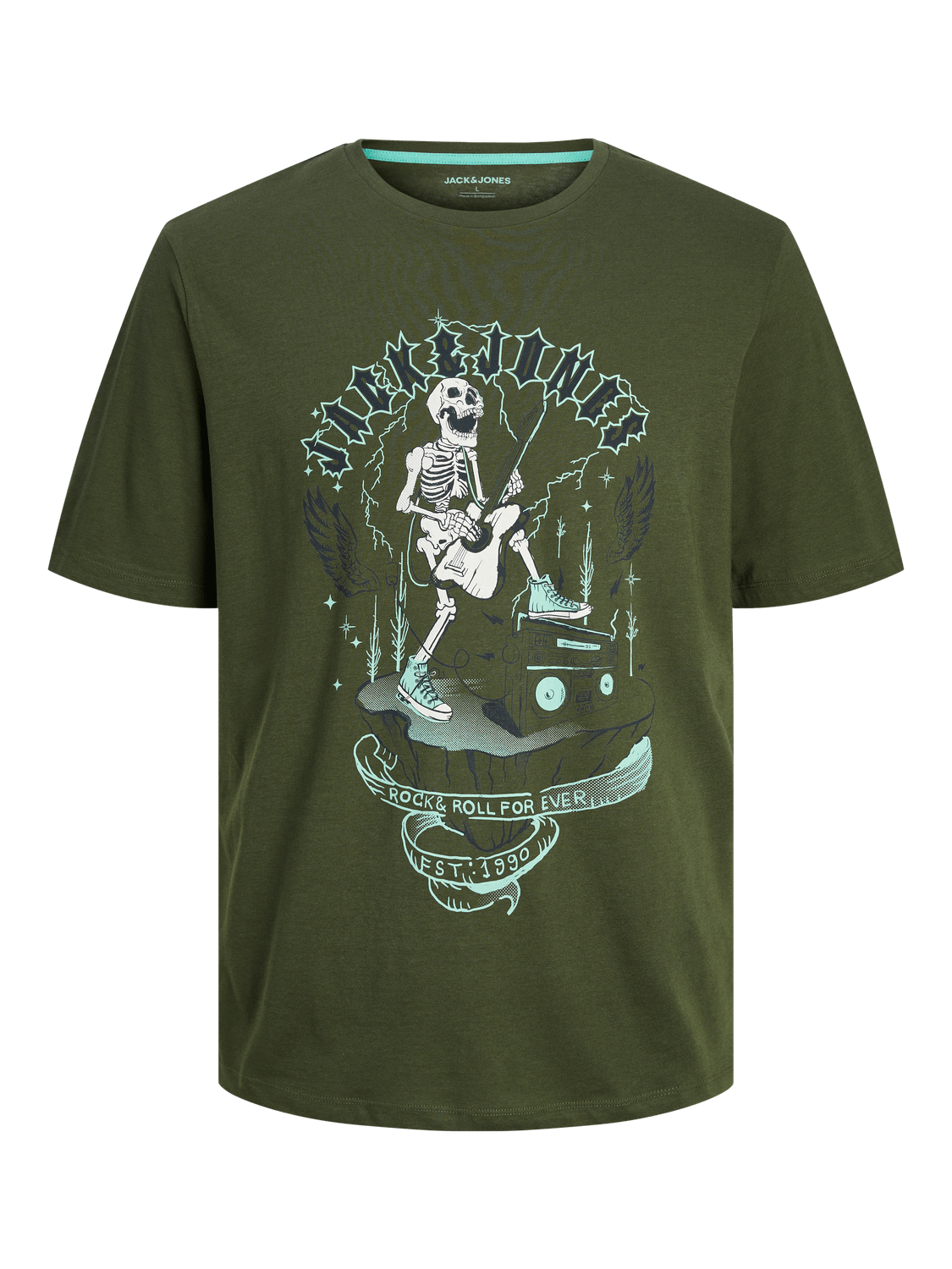 Camiseta estampada verde - JJSKULL