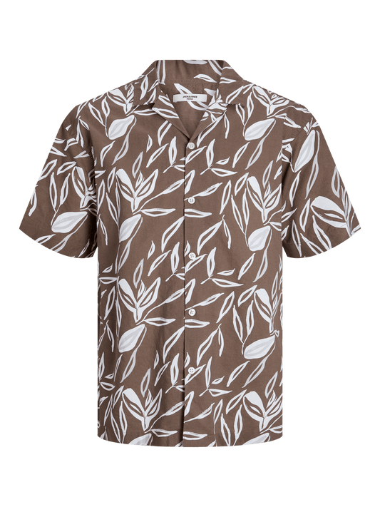 Camisa lino estampada marrón - JPRBLASUMMER