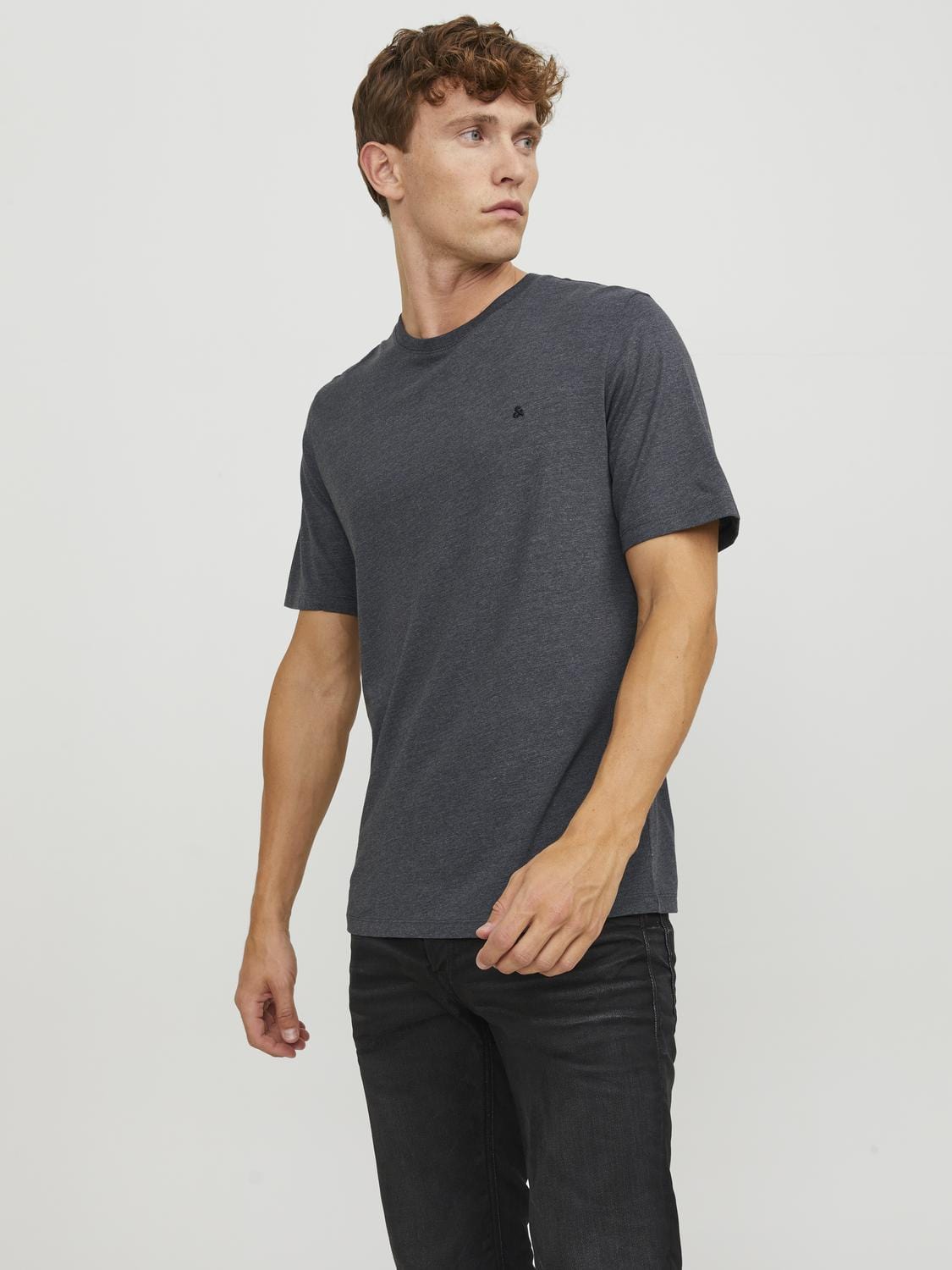 Camiseta con logo gris oscuro - JJEPAULOS TEE SS CREW NECK NOOS