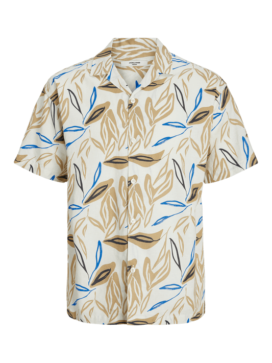 Camisa lino estampada blanca - JPRBLASUMMER