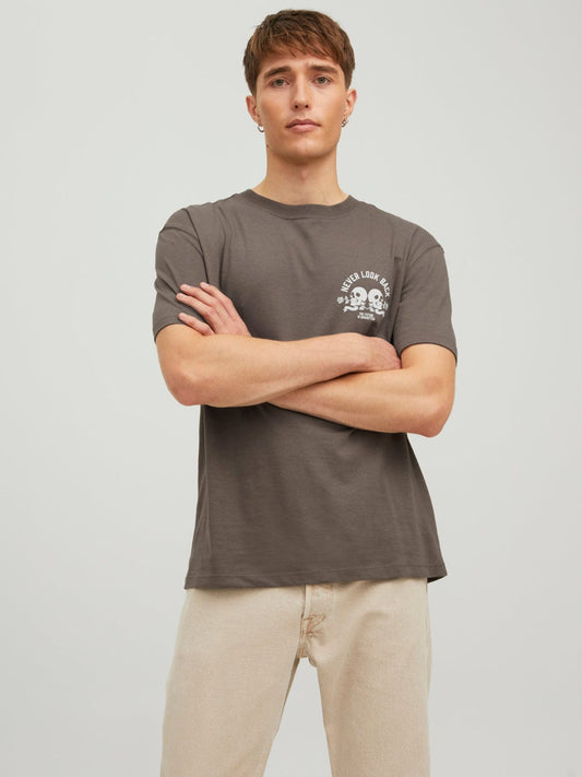 Camiseta con logo manga corta marrón - JJINK