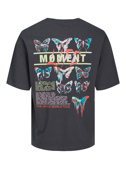 Camiseta  oversize de manga corta con print en la espalda negra SUPPLY