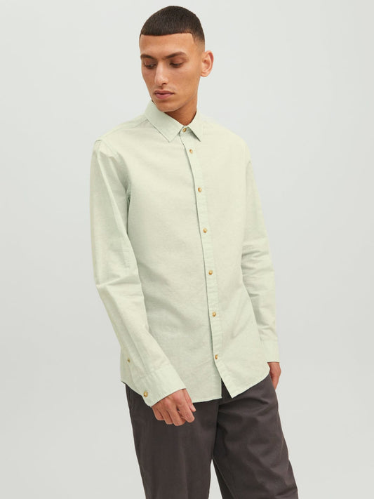 Camisa de lino verde agua JJESUMMER