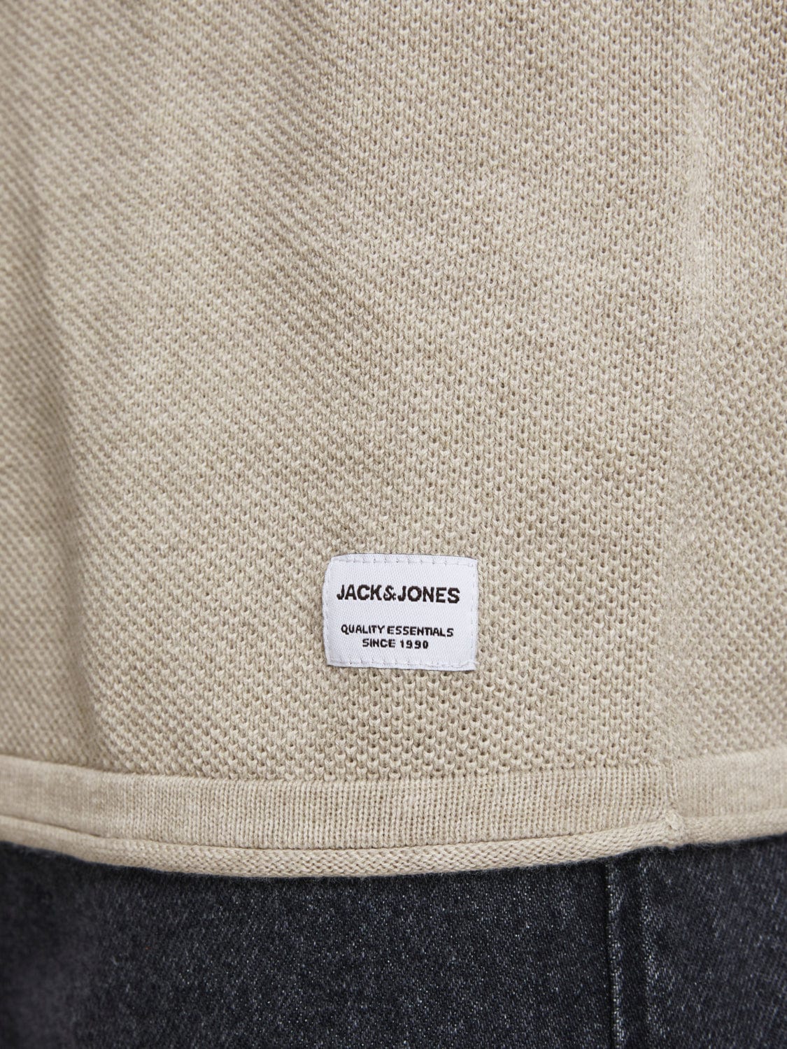 Jersey cuello redondo algodón beige -JJHILL