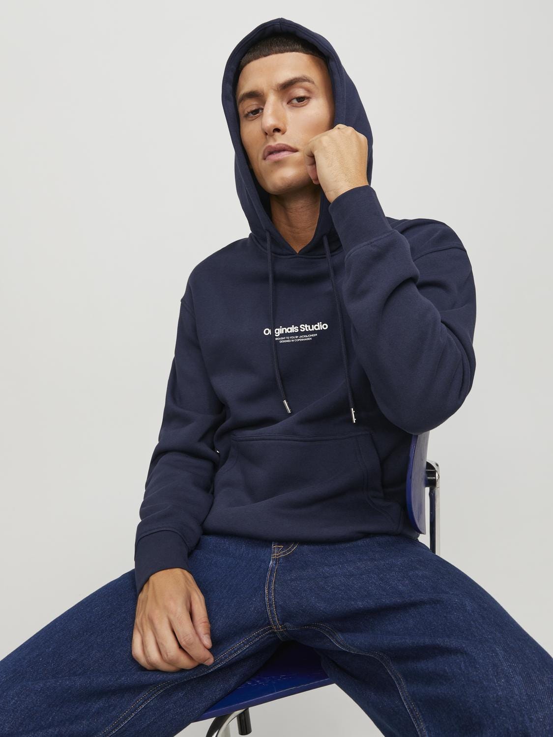 Sudadera con capucha azul marino - JORVESTERBRO