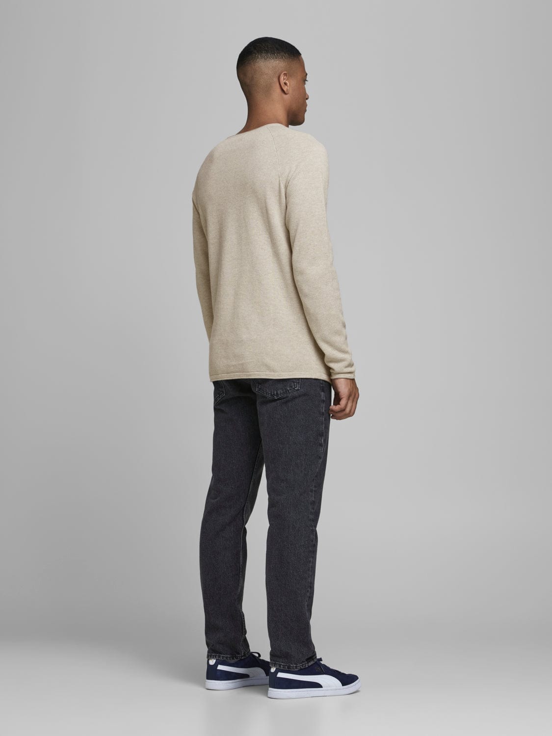Jersey cuello redondo algodón beige -JJHILL