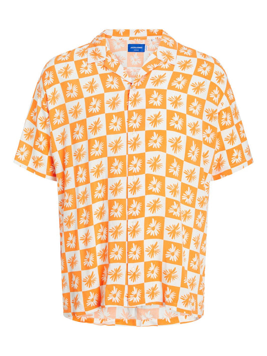 Camisa estampada con cuadros naranja - JORGALLERY