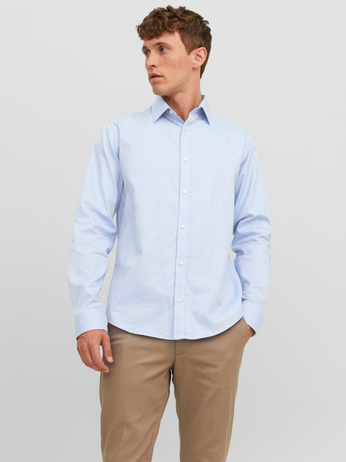 Camisa básica de manga larga azul -JPRBLABELFAST