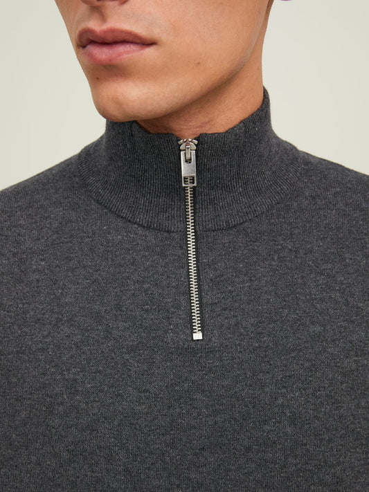 Jersey de punto con cremallera gris -JJEEMIL