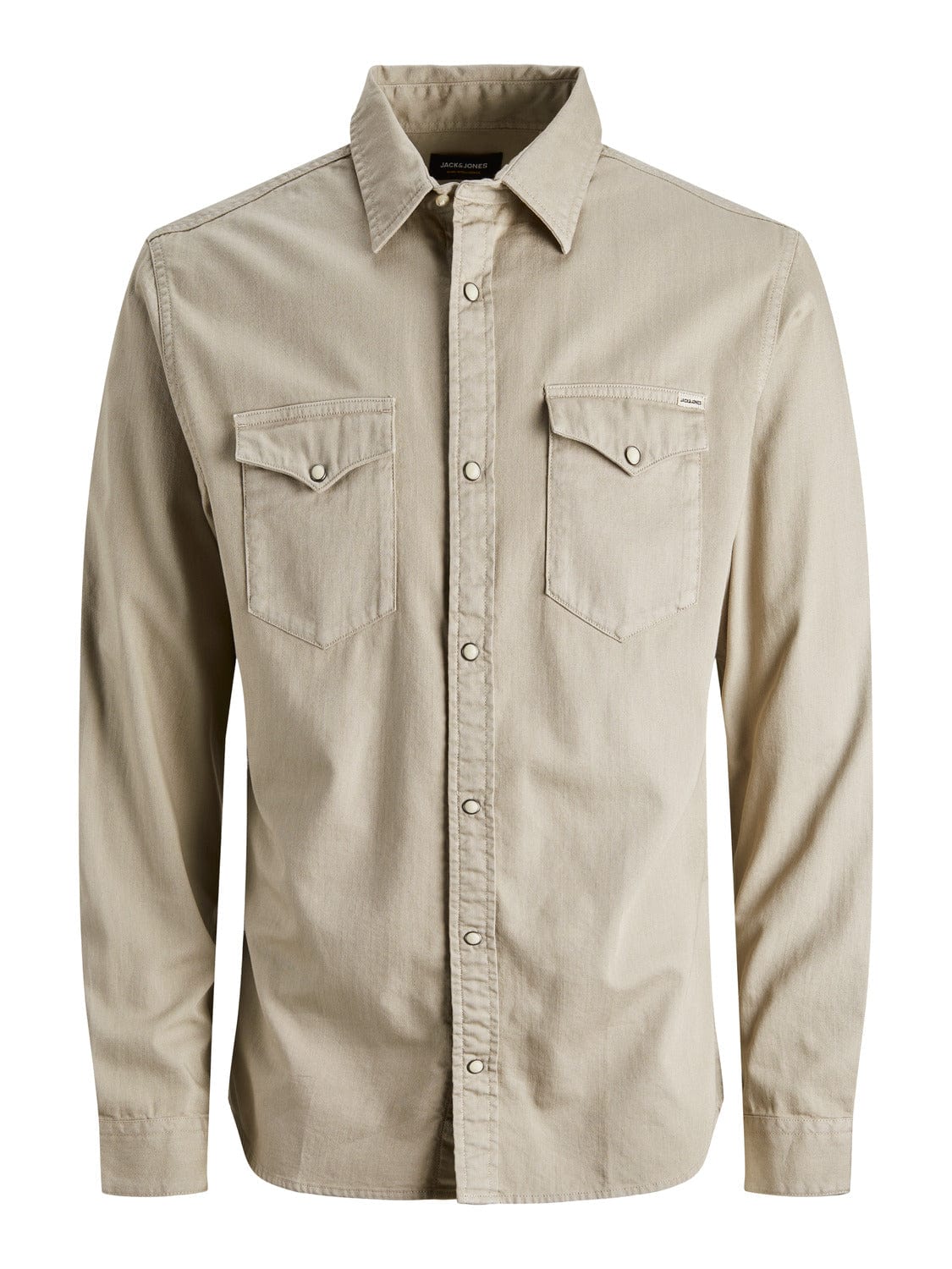 Camisa vaquera beige con bolsillos -SHERIDAN