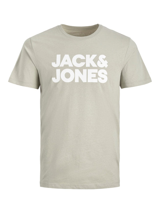 Camiseta de manga corta con logo beige - JJECORP