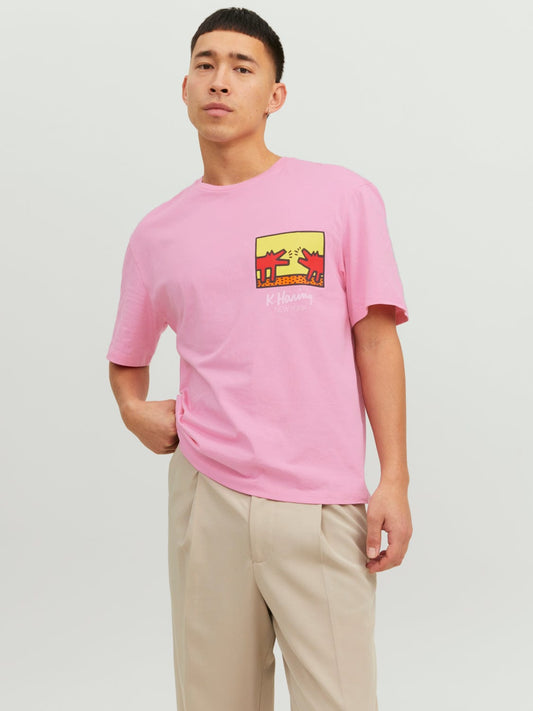 Camiseta de manga corta rosa - KEITH HARING