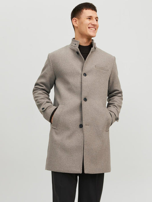 Abrigo de lana gris con botones -JPRBLAMELTON