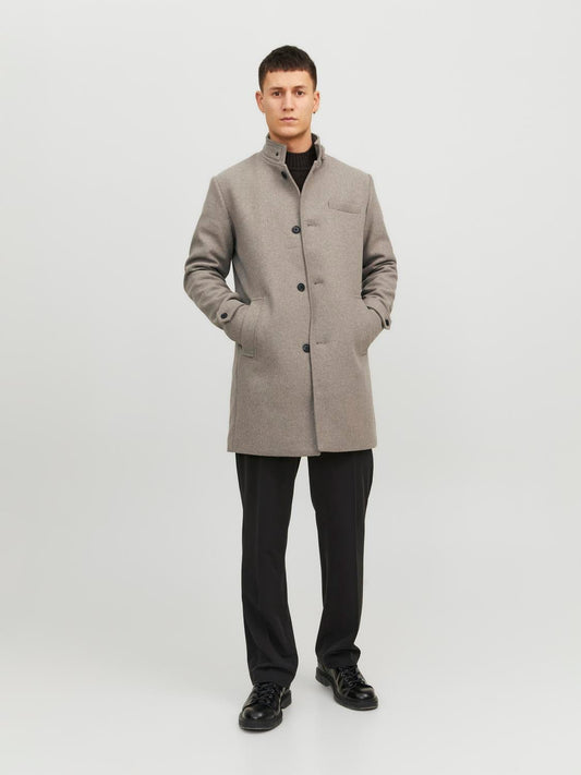 Abrigo de lana gris con botones -JPRBLAMELTON
