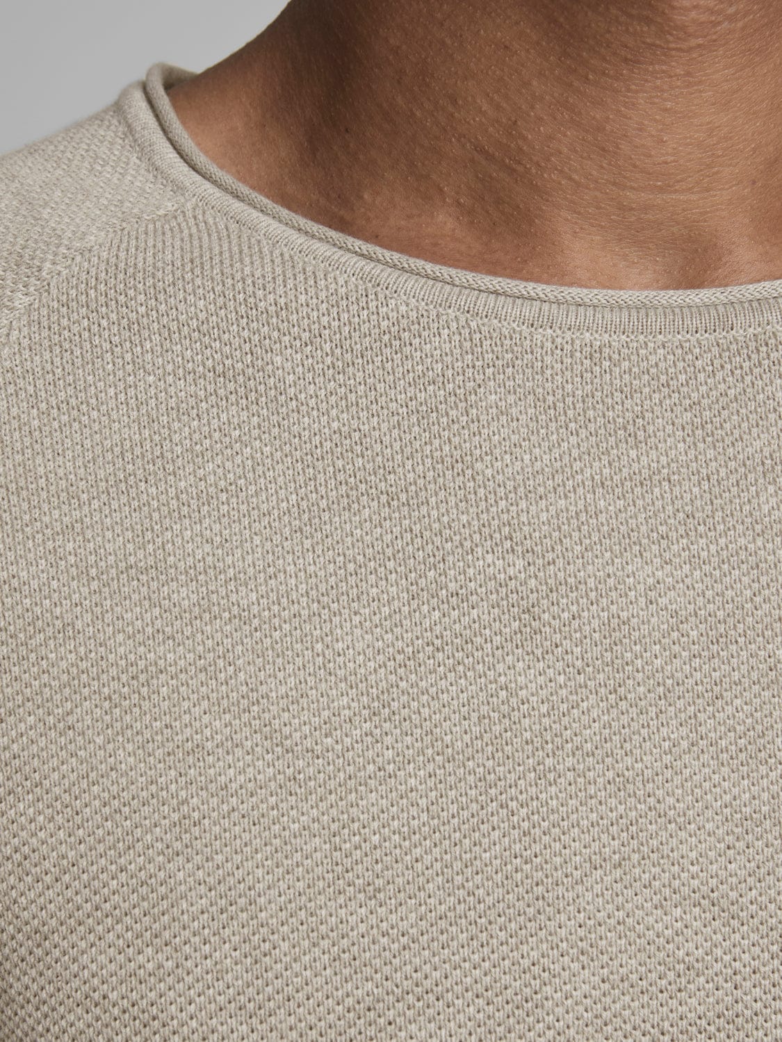 Jersey cuello redondo algodón beige -JJHILL