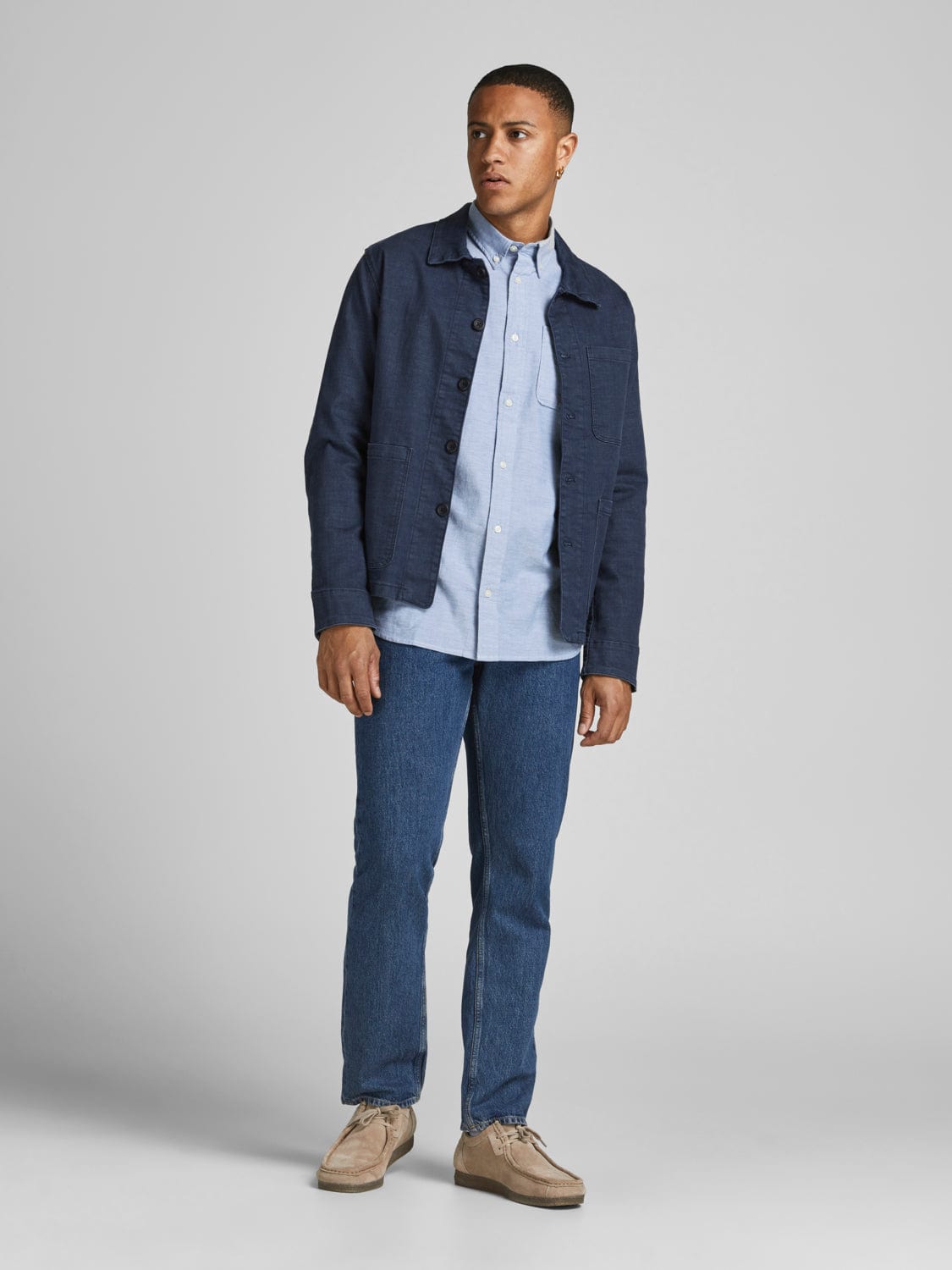 Camisa algodón orgánico con botones azul -JPRBLUBROOK