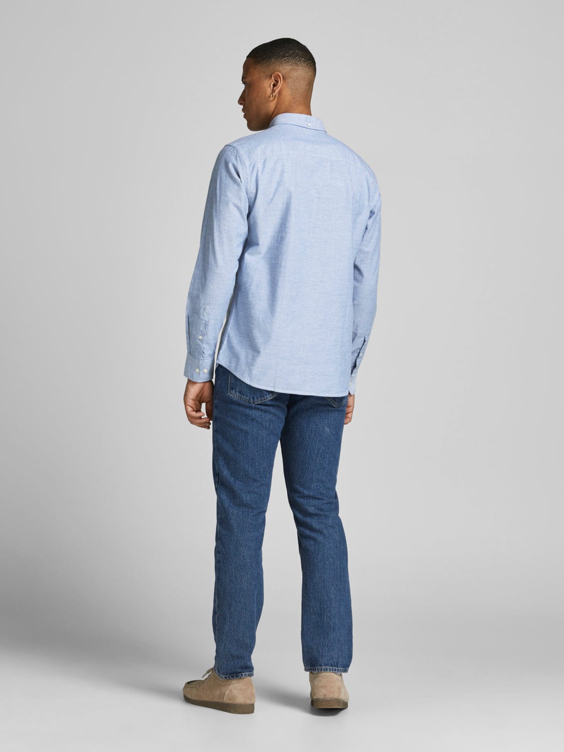 Camisa algodón orgánico con botones azul -JPRBLUBROOK