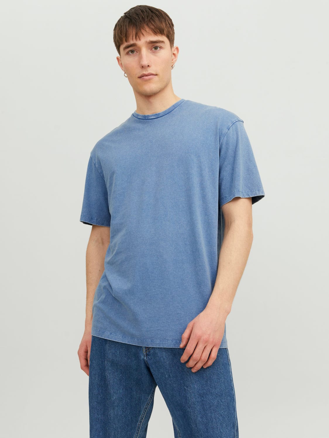 Camiseta básica de manga corta azul- JJEDREW