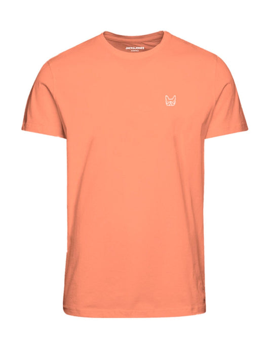 Camiseta básica de algodón orgánico logo bordado naranja - JJBASIC