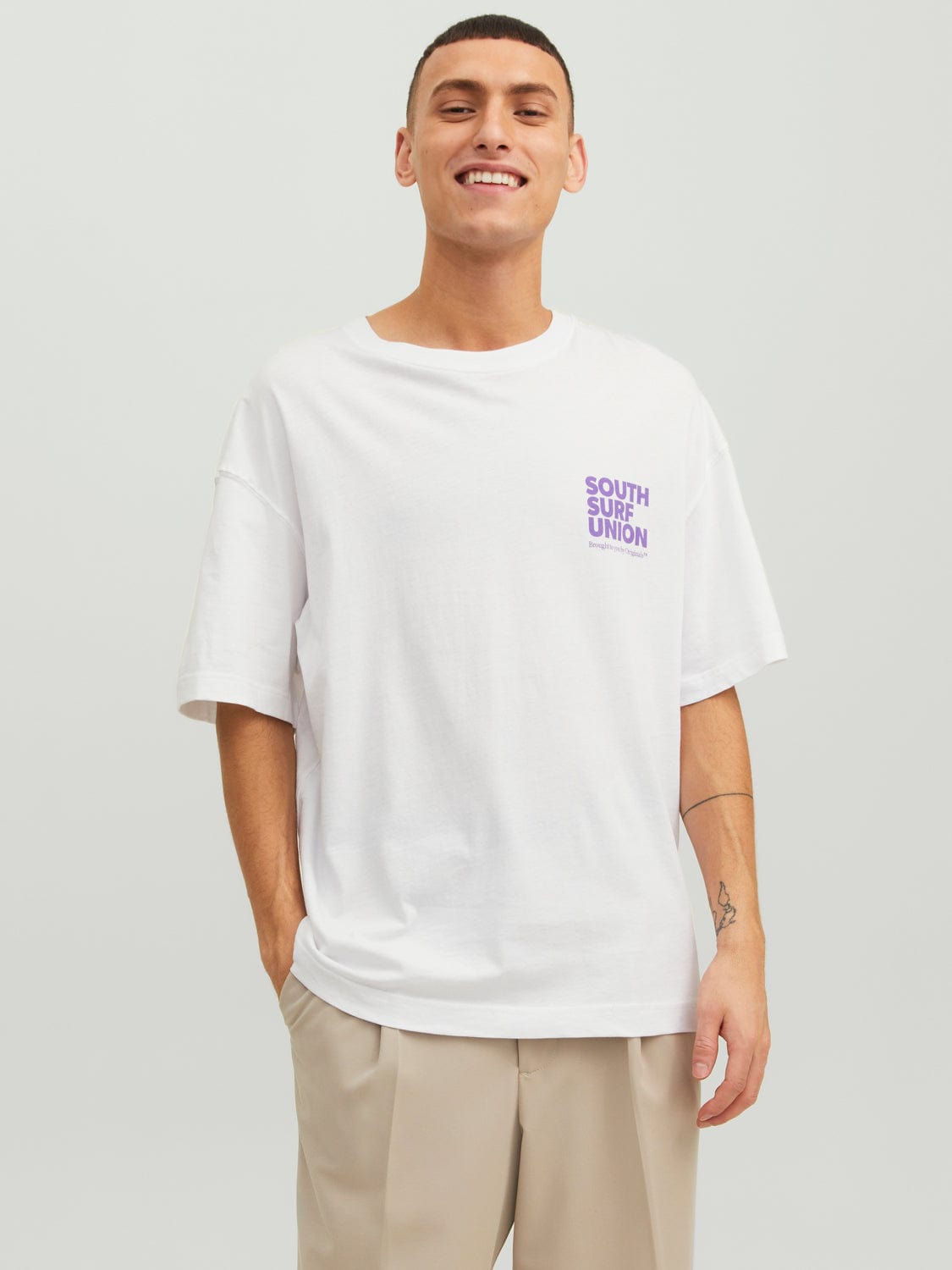 Camiseta de manga corta de algodón blanca - JORBELIZE