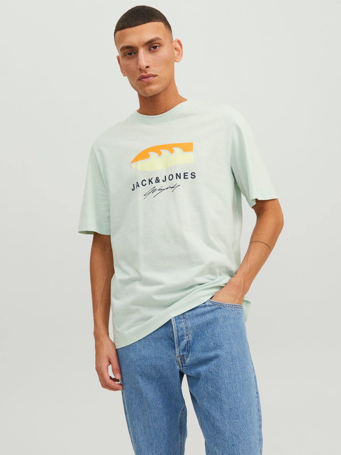 Camiseta de algodón de manga corta azul- JORTULUM
