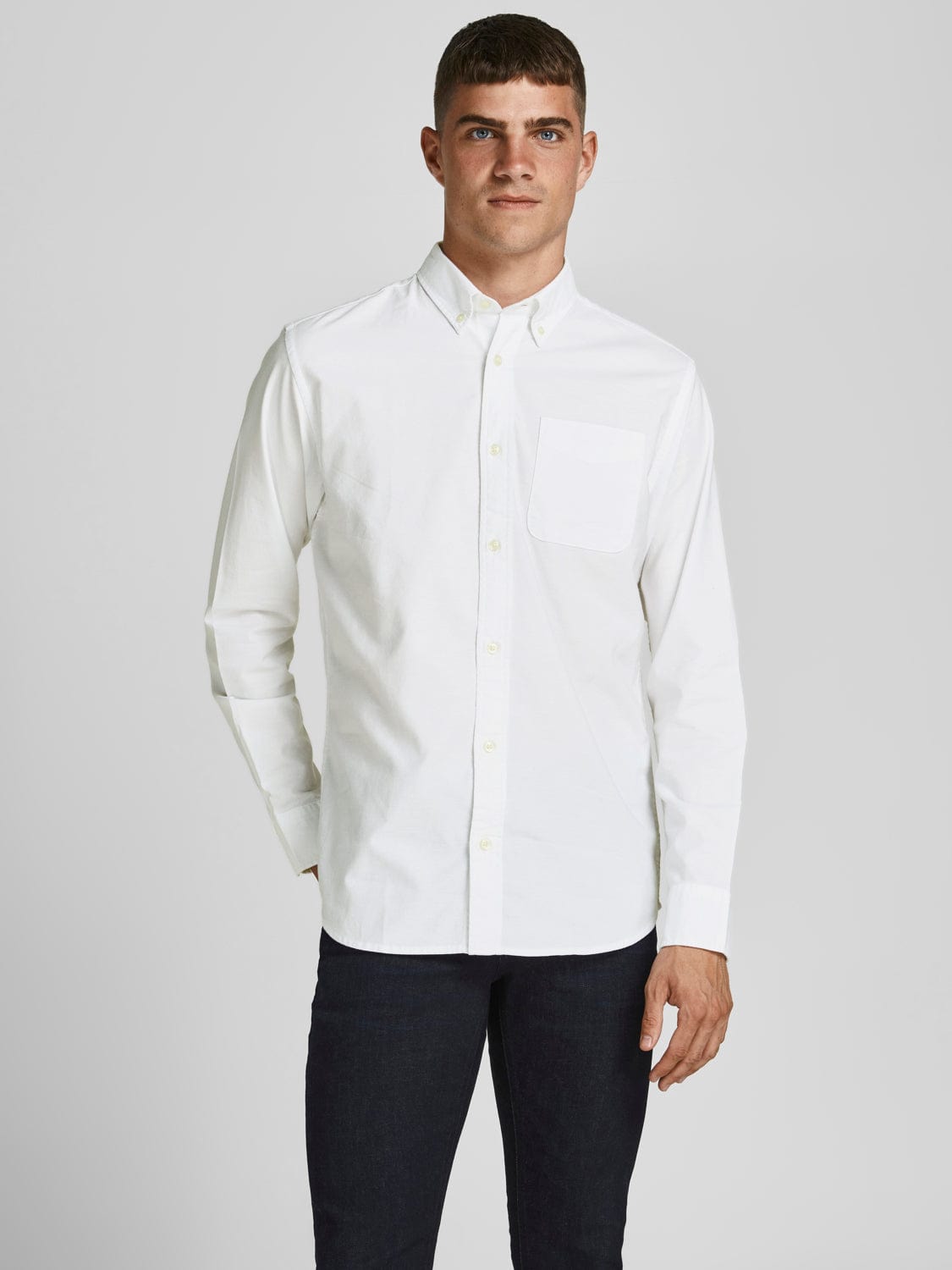 Camisa algodón orgánico blanca con bolsillo-JPRBLUBROOK