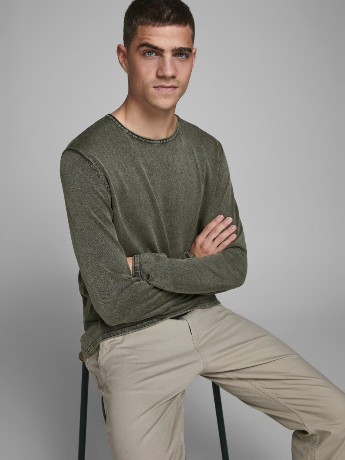 Jersey algodón fino verde -JJELEO